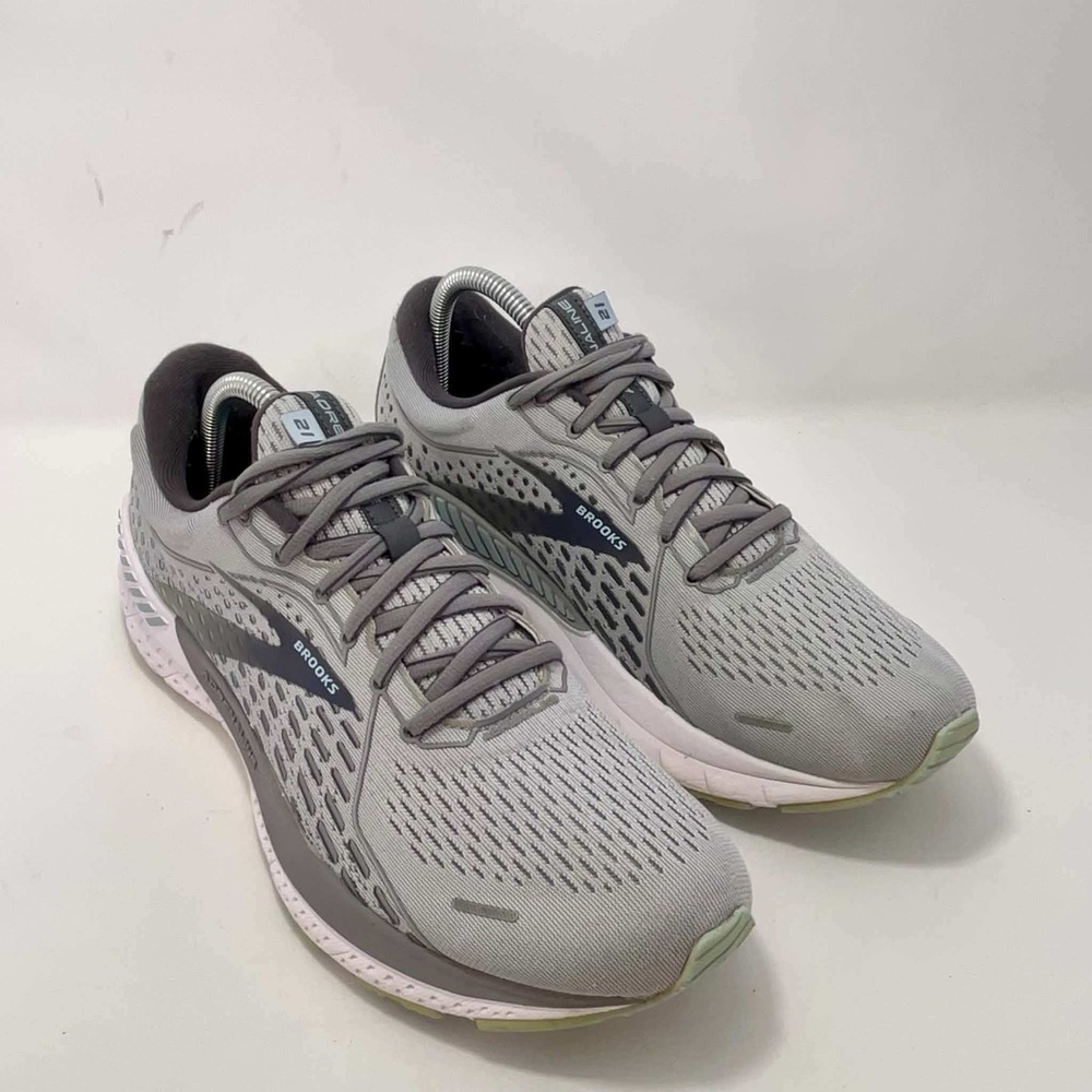 Brooks Adrenaline GTS 21 Grey Blue Running Shoes Mens 10.5 Narrow 1203292A061